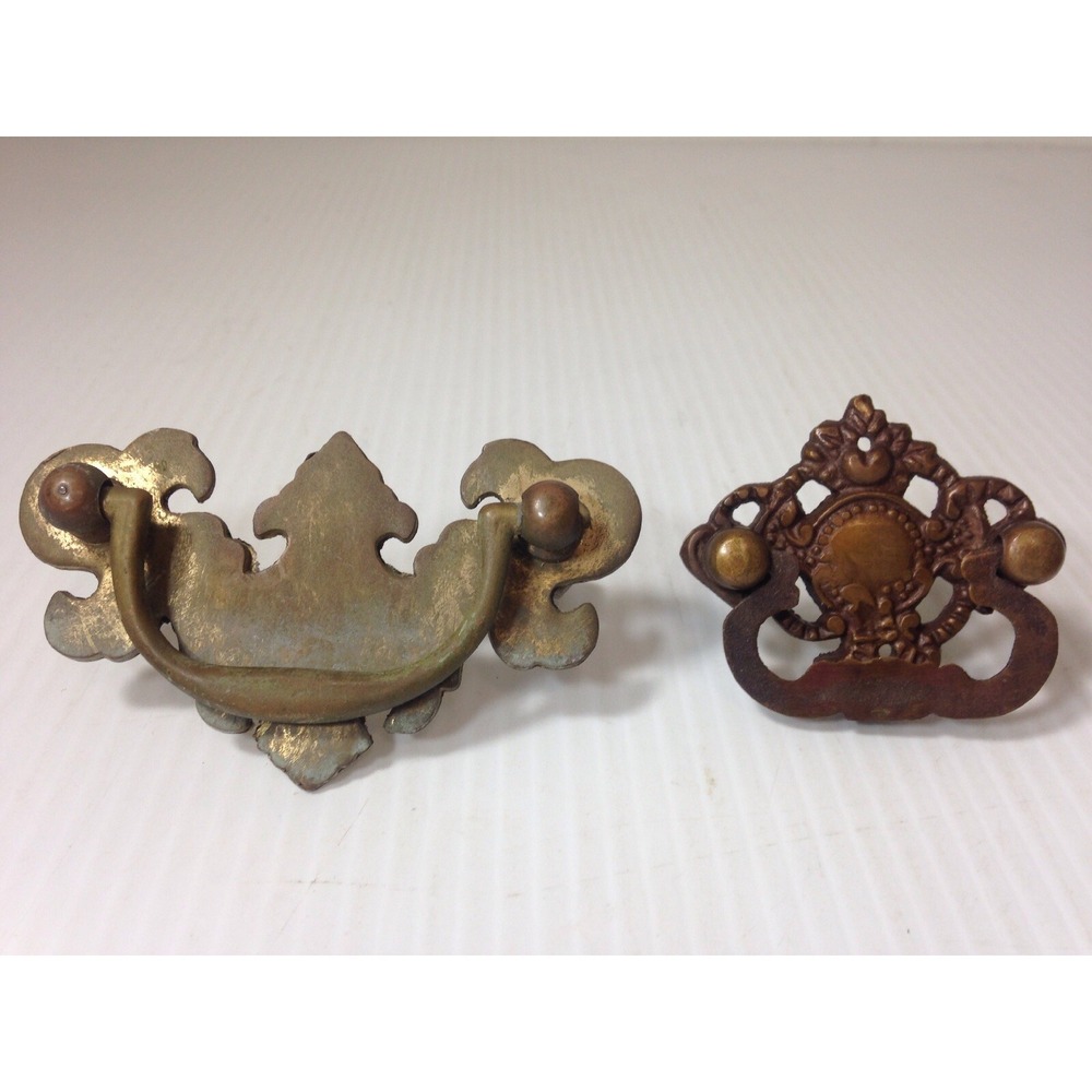Antique Brass Drawer Pull lot 2 Ornate Hardware